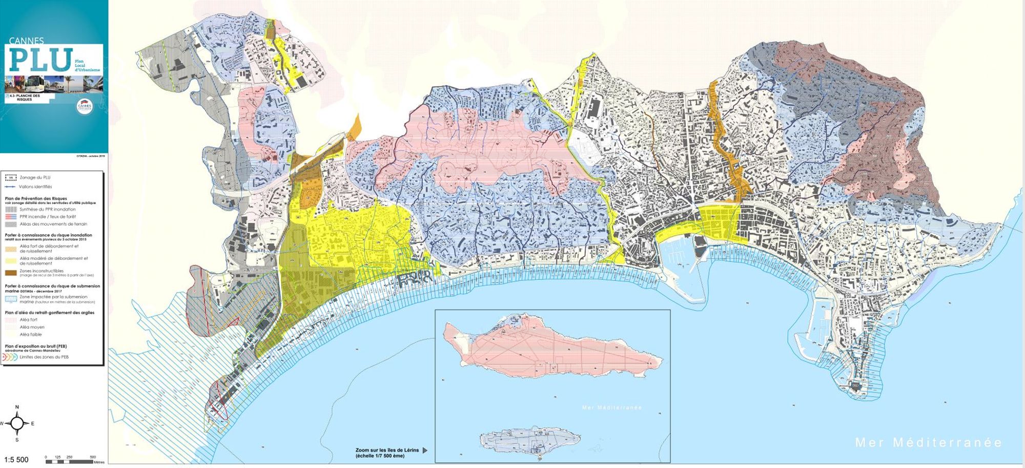 Plan local d’urbanisme, planche des risques, octobre 2019 © Mairie de Cannes